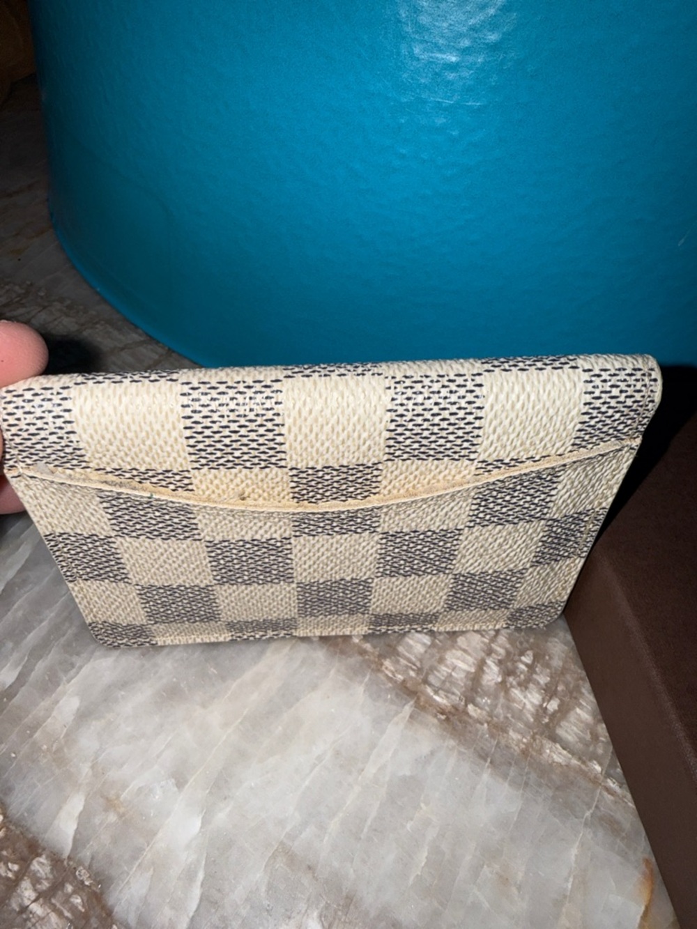 Louis Vuitton Damier Azur Card Holder - Cream & Gray Check - Picture 6 of 8